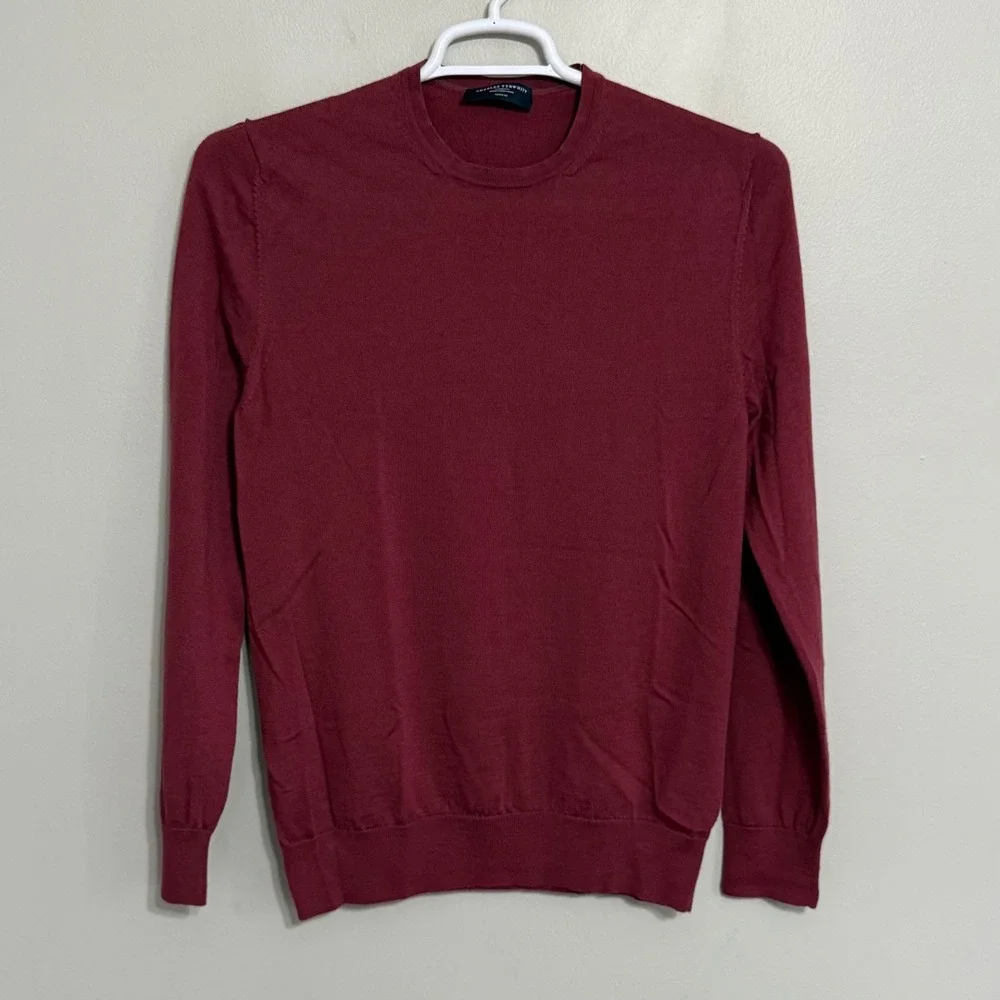Charles Tyrwhitt Mens Medium Burgundy Extra Fine Merino Wool Crew Neck Sweater